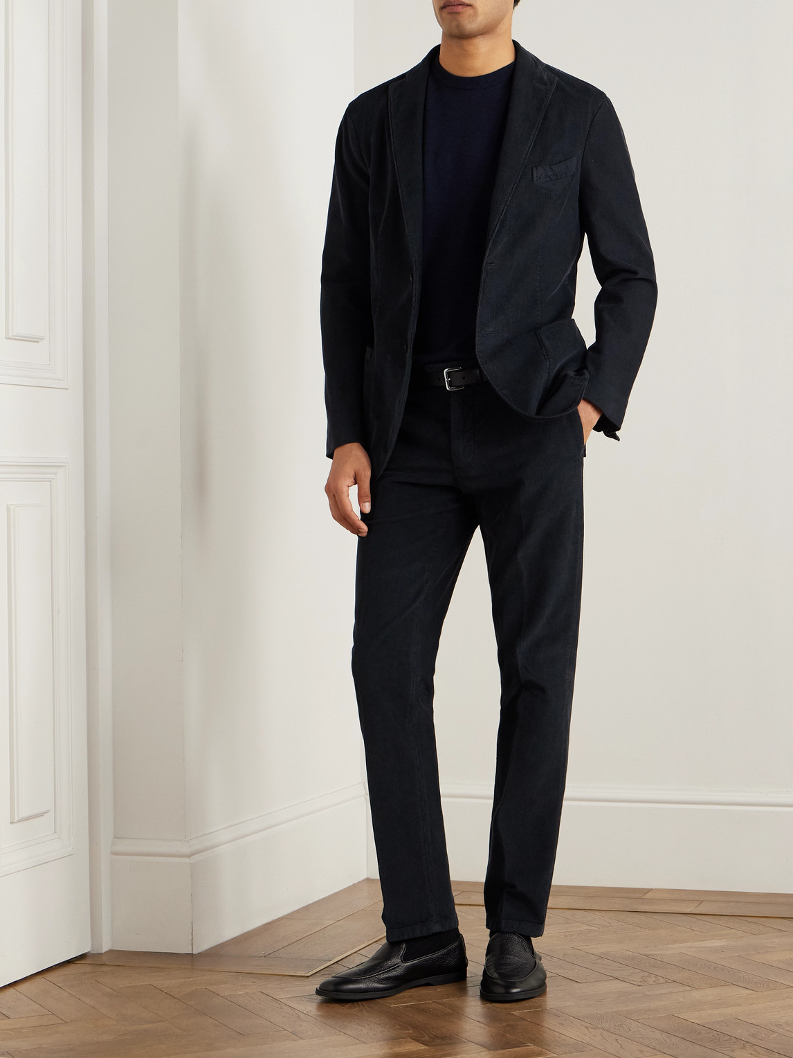 Boglioli Stretch-cotton And Modal-blend Corduroy Suit Jacket In Blue