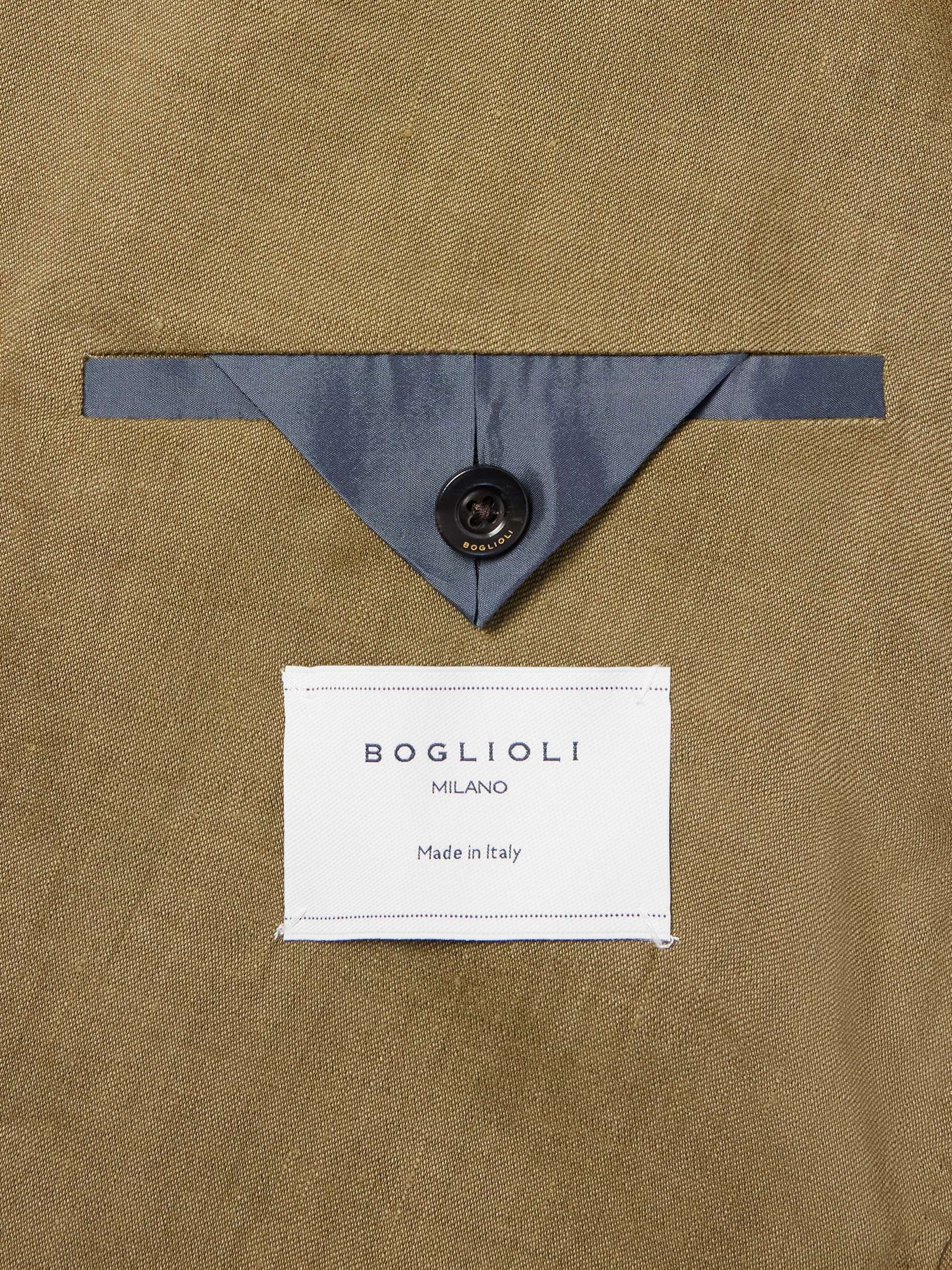 BOGLIOLI Double-Breasted Linen, Virgin Wool and Mohair-Blend Suit