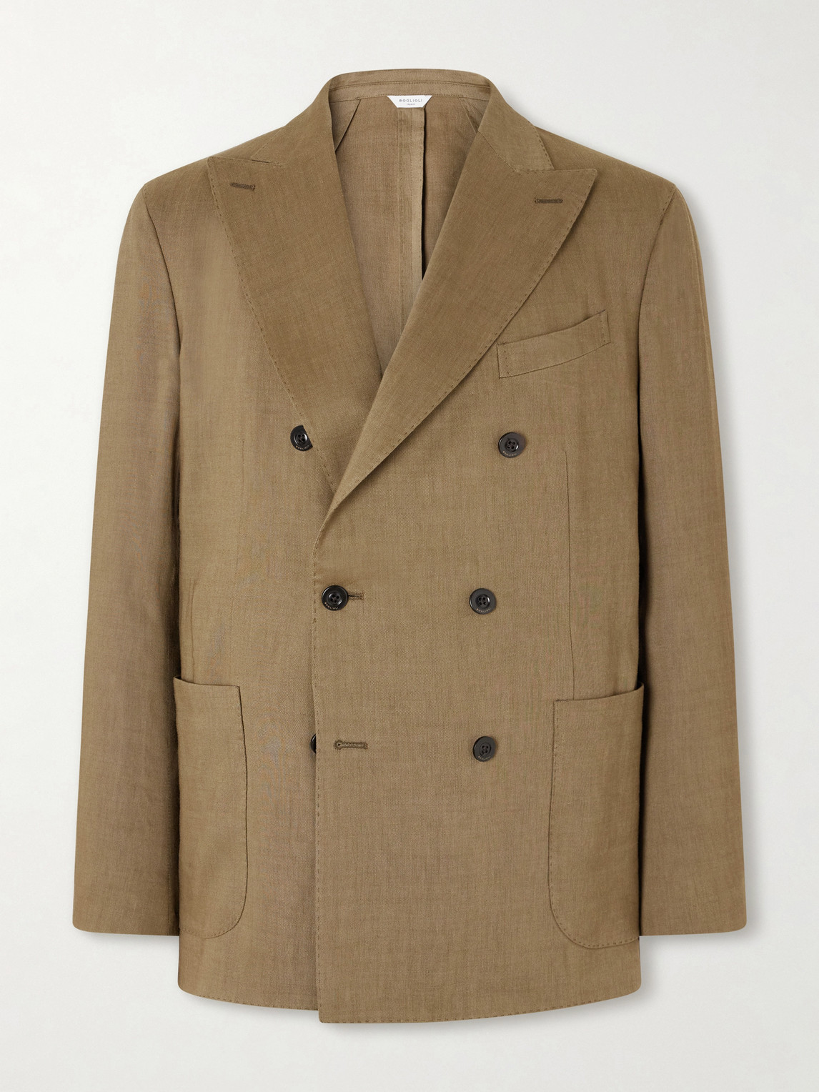 Boglioli – Double-Breasted Linen, Virgin Wool and Mohair-Blend Suit Jacket