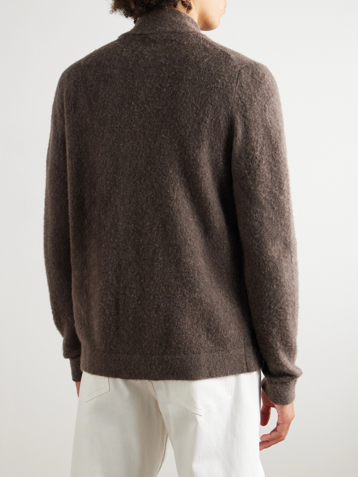 Boglioli Brushed-virgin Wool And Cashmere-blend Cardigan In Brown