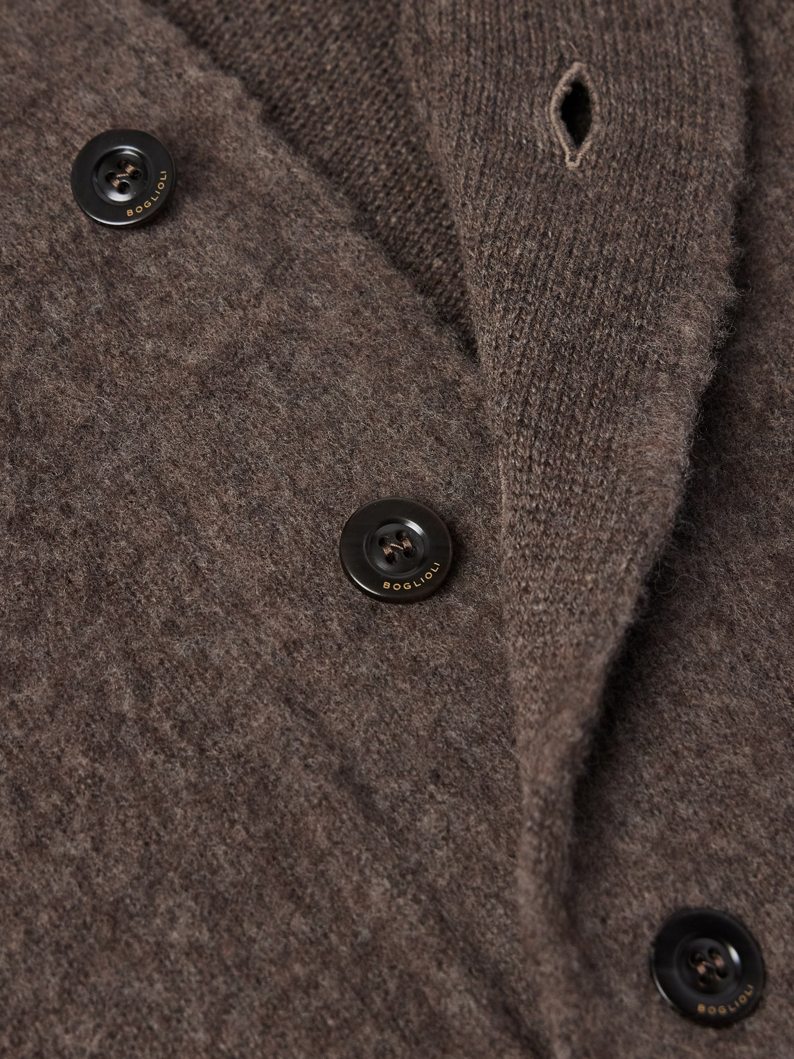 Boglioli Brushed-virgin Wool And Cashmere-blend Cardigan In Brown