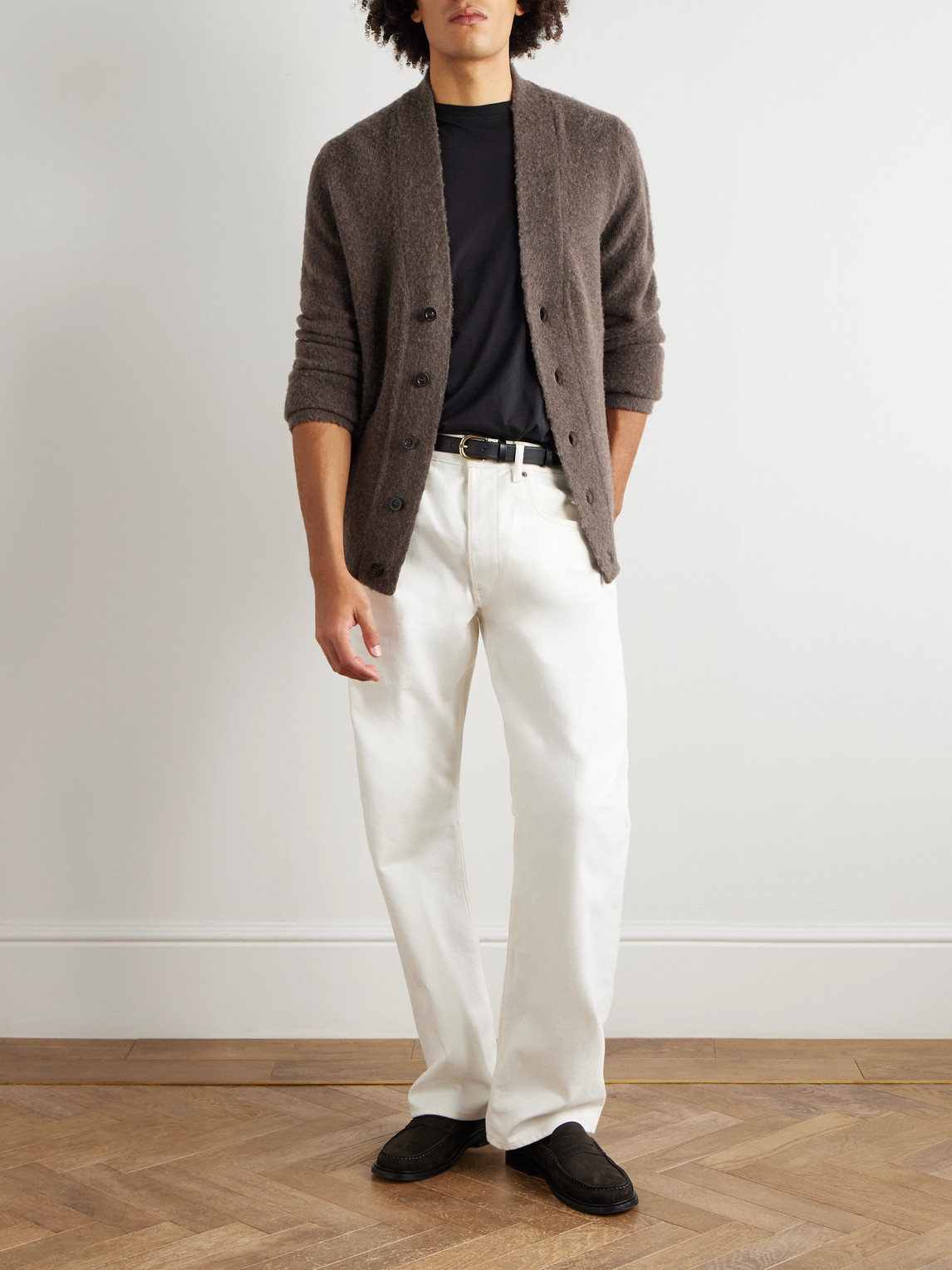 Boglioli Brushed-virgin Wool And Cashmere-blend Cardigan In Brown