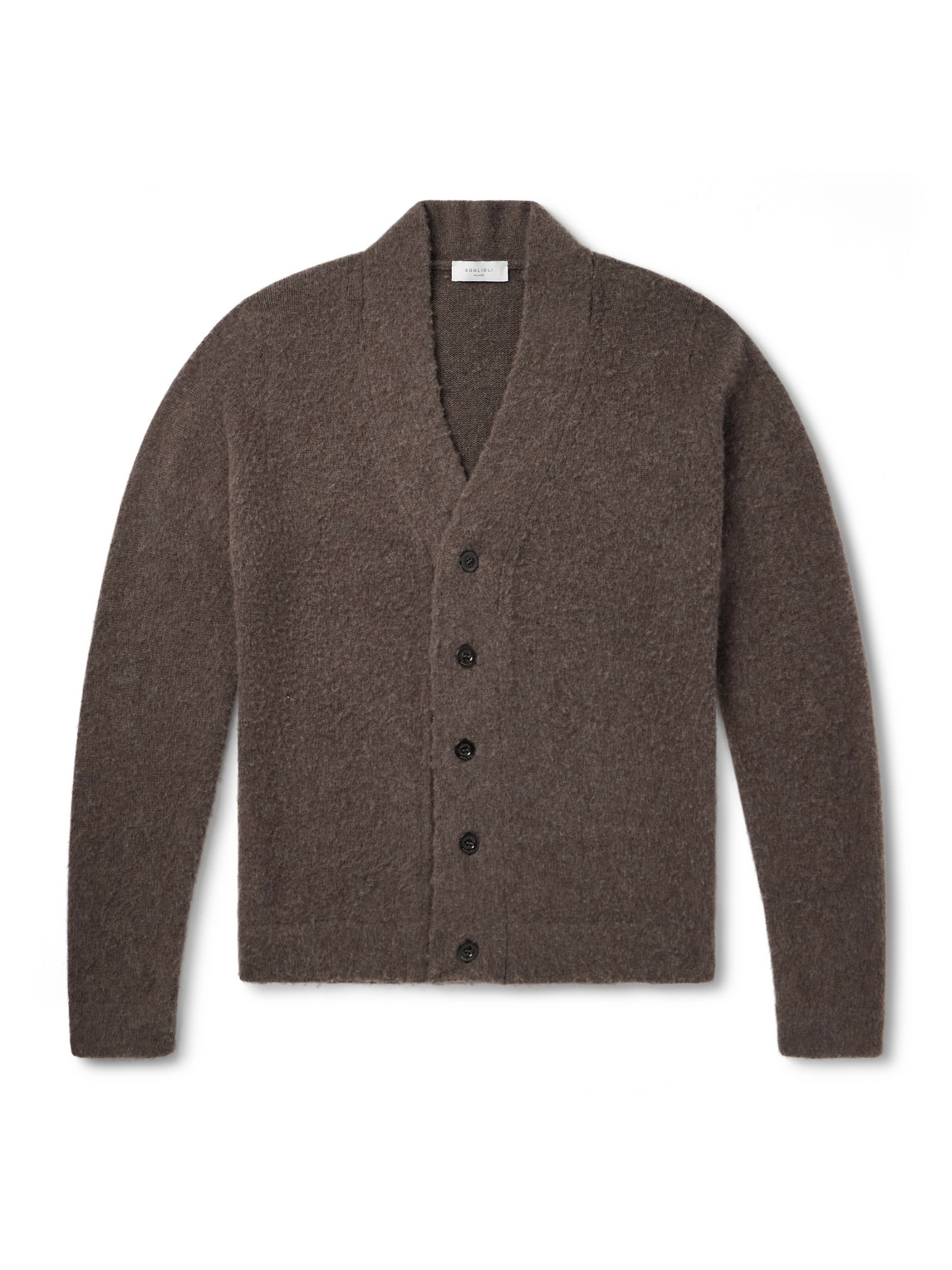 Boglioli Brushed-virgin Wool And Cashmere-blend Cardigan In Brown