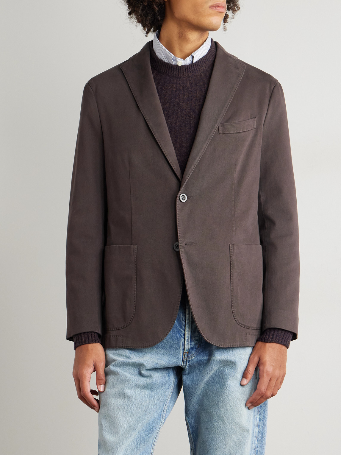 Boglioli Cotton-blend Twill Suit Jacket In Brown