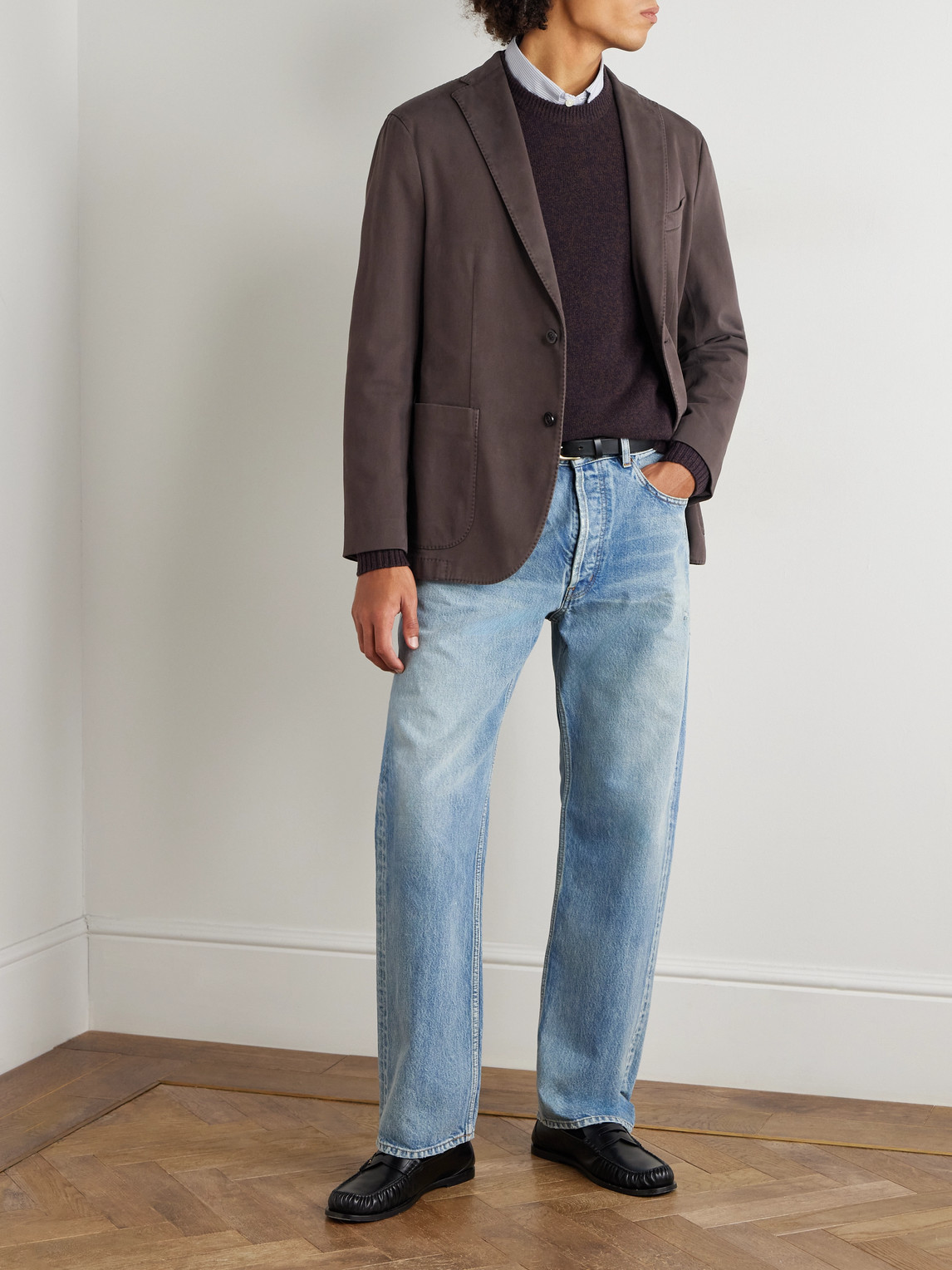 Boglioli Cotton-blend Twill Suit Jacket In Brown