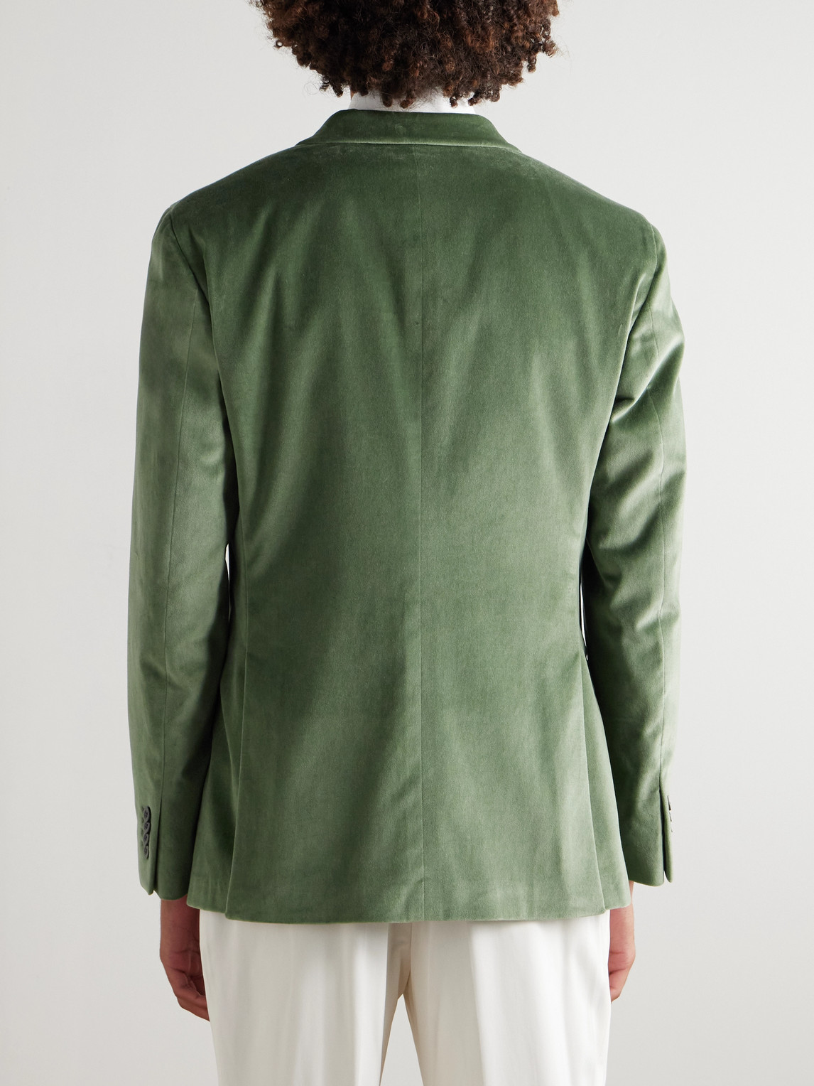 Boglioli Slim-fit Shawl-collar Cotton-blend Velvet Tuxedo Jacket In Green