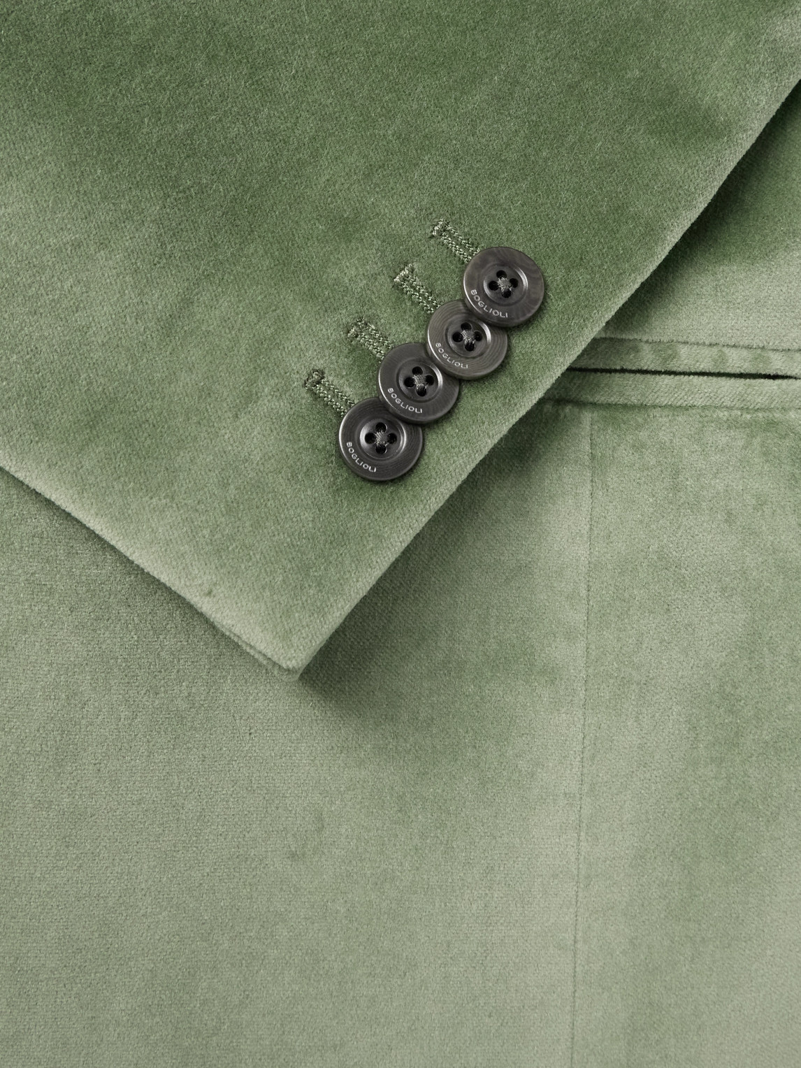 Boglioli Slim-fit Shawl-collar Cotton-blend Velvet Tuxedo Jacket In Green