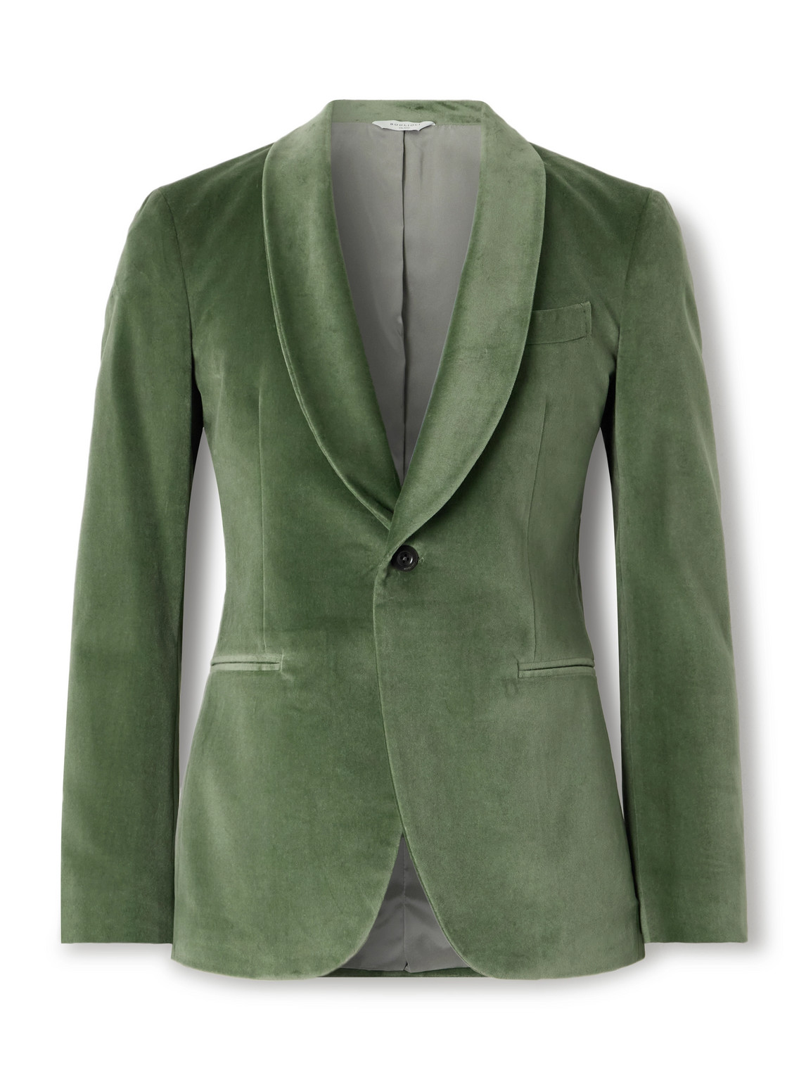 Boglioli Slim-fit Shawl-collar Cotton-blend Velvet Tuxedo Jacket In Green