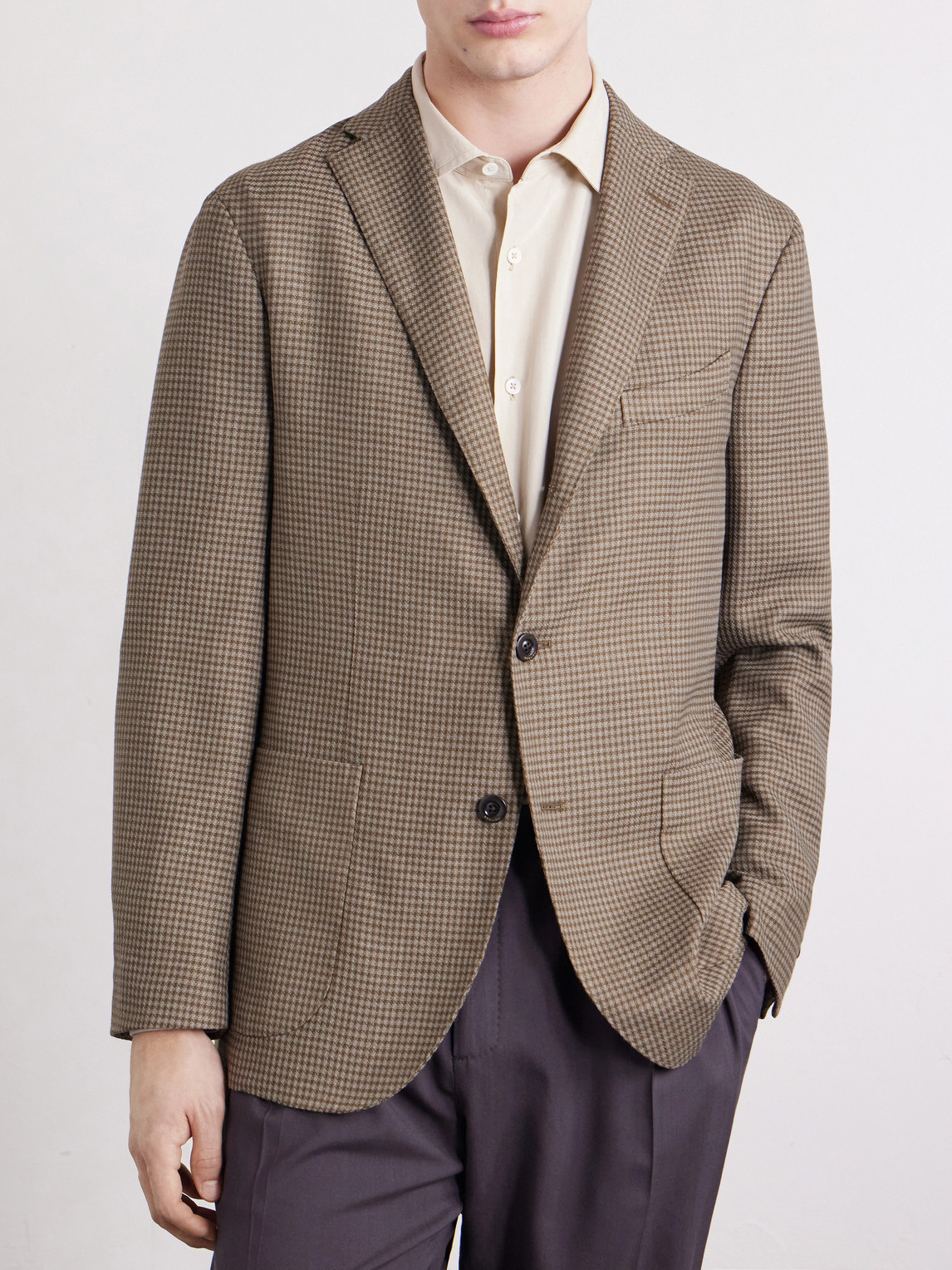  Boglioli - Houndstooth Virgin Wool-blend Blazer - Men - Brown - It 48 