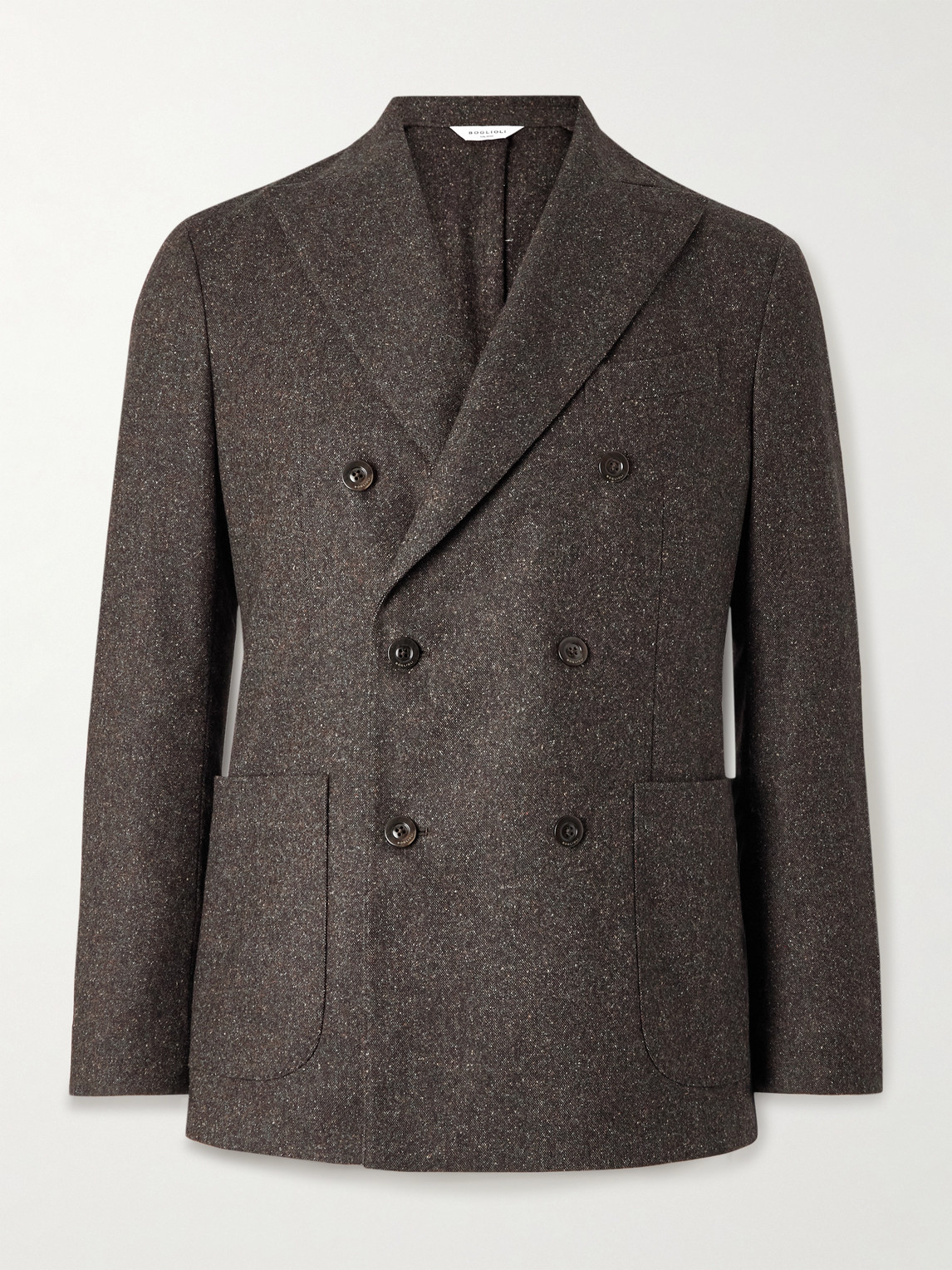 Boglioli Double-breasted Virgin Wool-blend Blazer In Brown