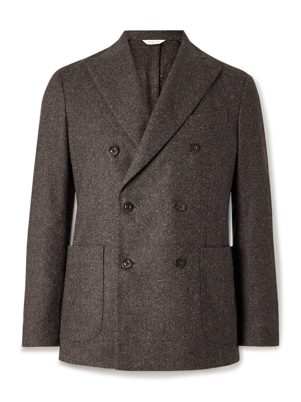 Boglioli Double-breasted Virgin Wool-blend Blazer In Brown