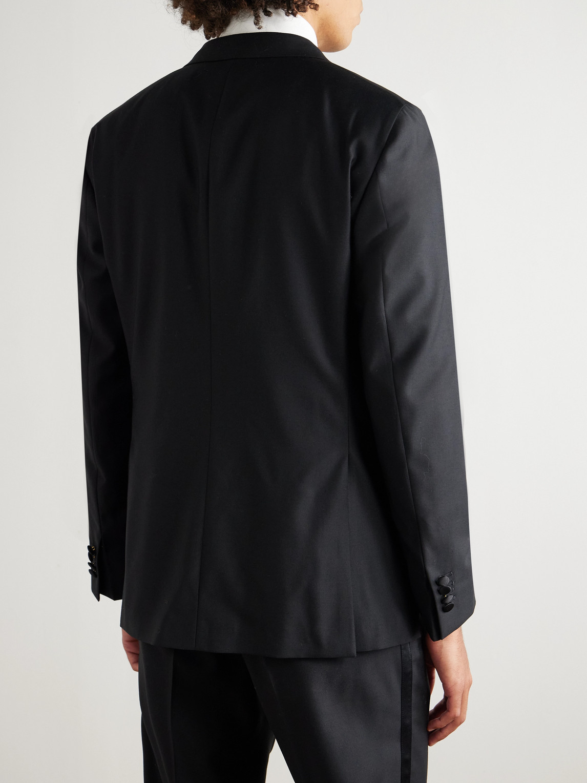 Boglioli Satin-trimmed Virgin Wool-blend Tuxedo Jacket In Black