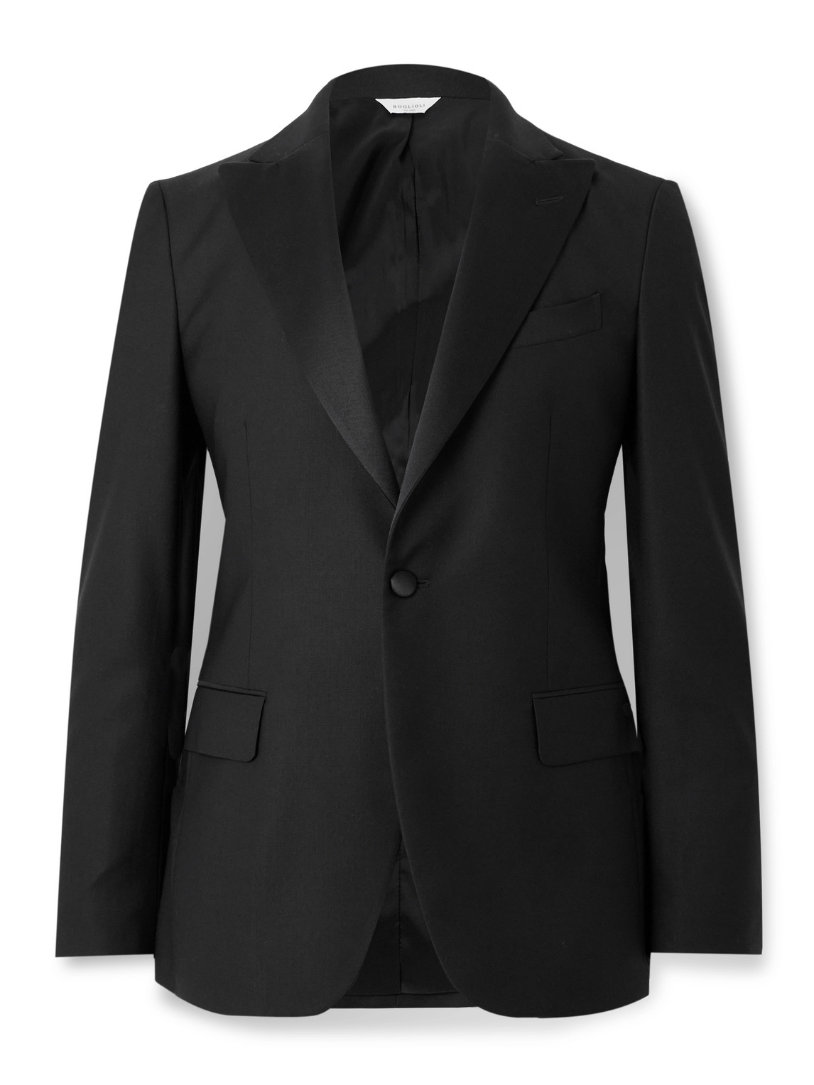 Boglioli Satin-trimmed Virgin Wool-blend Tuxedo Jacket In Black