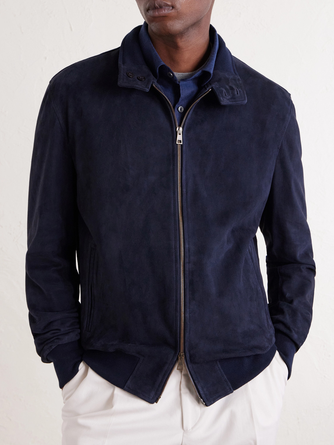  Boglioli - Suede Bomber Jacket - Men - Blue - Xxl 