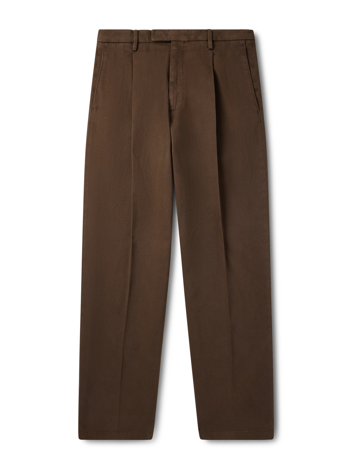 Boglioli Straight-leg Garment-dyed Cotton-blend Twill Trousers In Brown