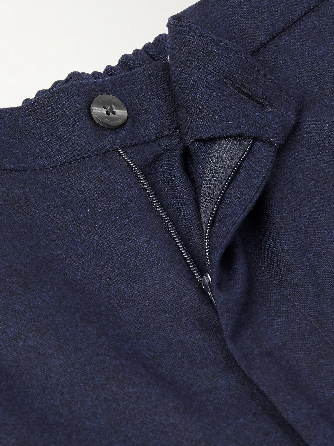 Boglioli Straight-leg Virgin Wool-flannel Drawstring Trousers In Blue