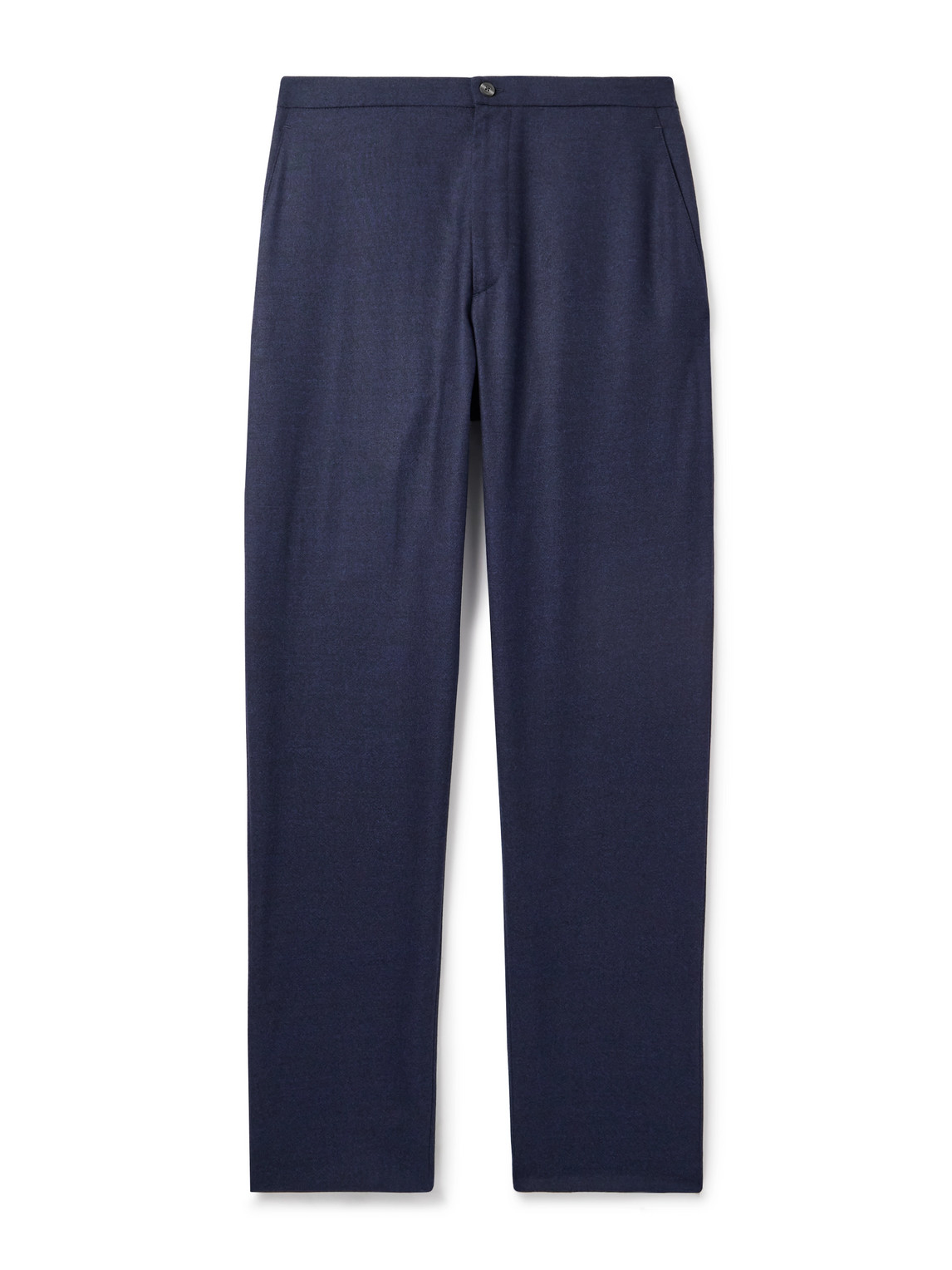 Boglioli Straight-leg Virgin Wool-flannel Drawstring Trousers In Blue
