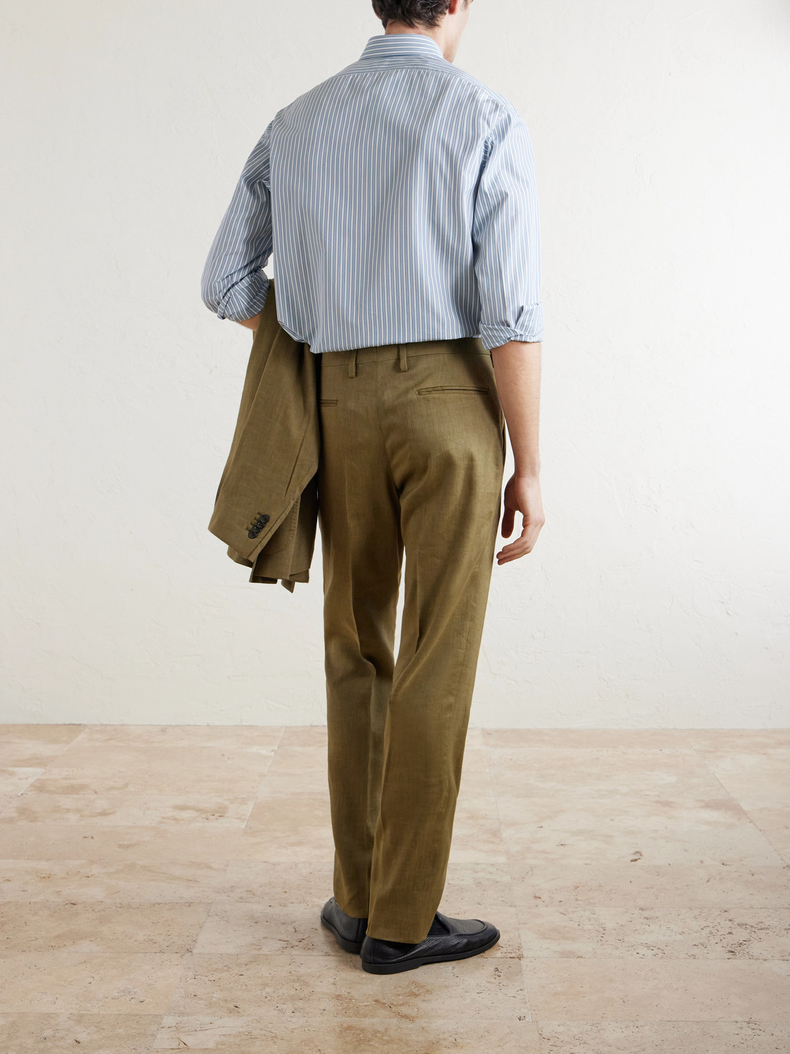  Boglioli - Wool And Linen-blend Straight Leg Trousers - Men - Green - It 46 