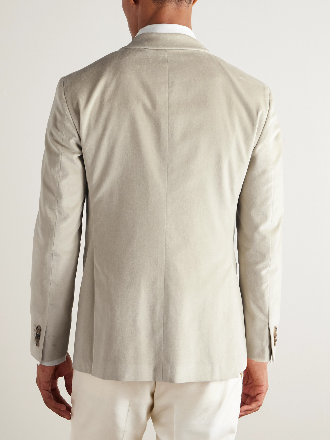 Boglioli Slim-fit Shawl-collar Cotton-blend Velvet Tuxedo Jacket In Neutral