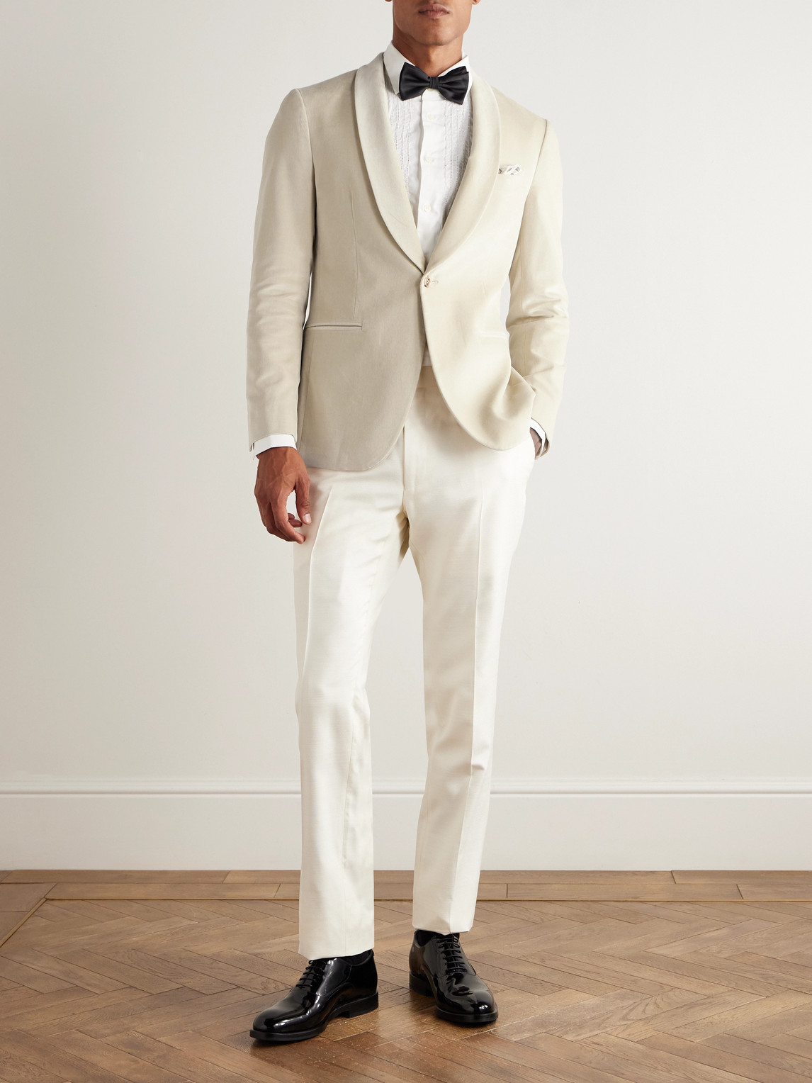 Boglioli Slim-fit Shawl-collar Cotton-blend Velvet Tuxedo Jacket In Neutral