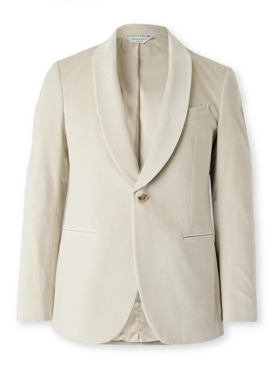 Boglioli Slim-fit Shawl-collar Cotton-blend Velvet Tuxedo Jacket In Neutral