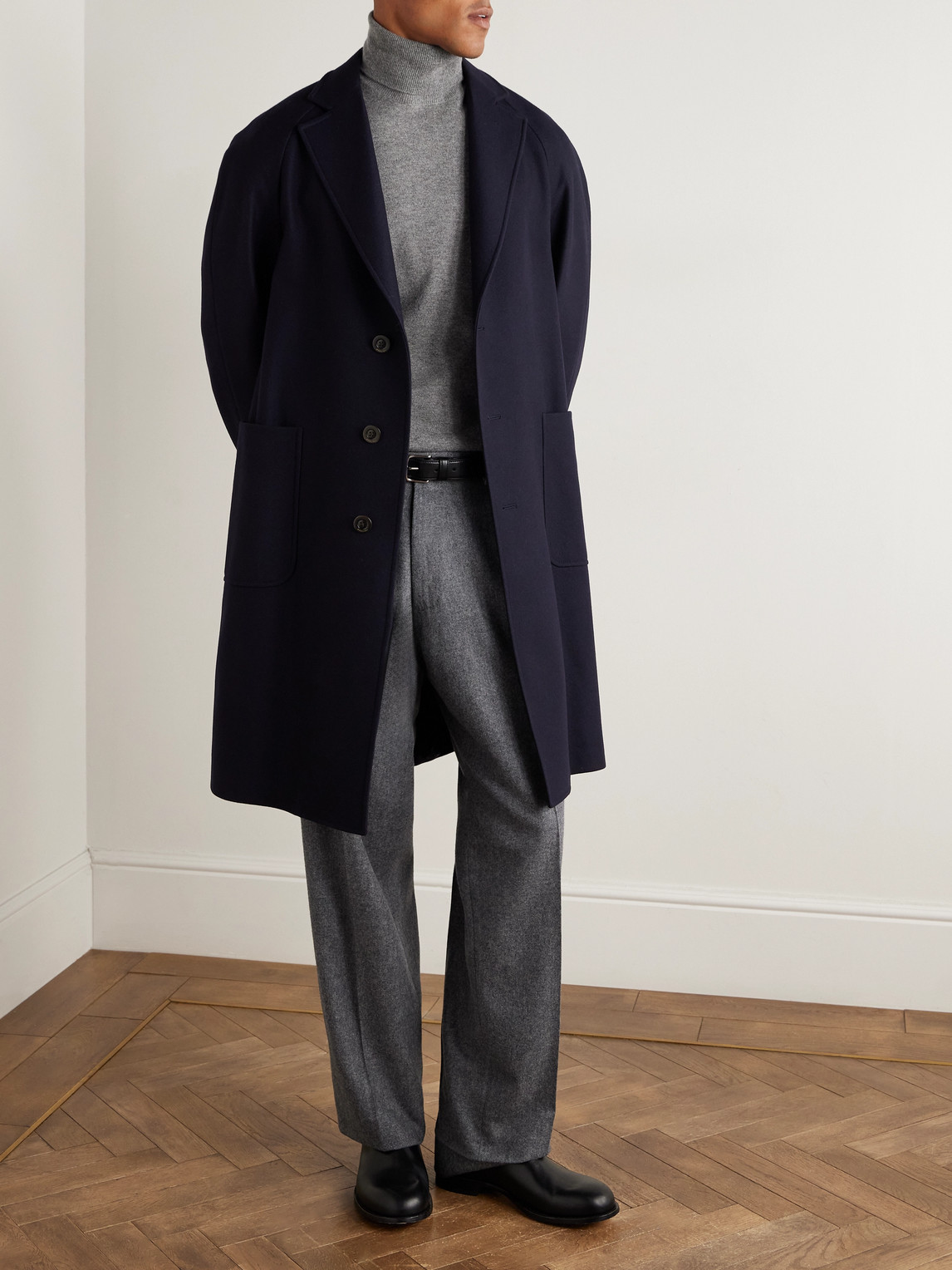 Boglioli Virgin Wool-blend Coat In Blue