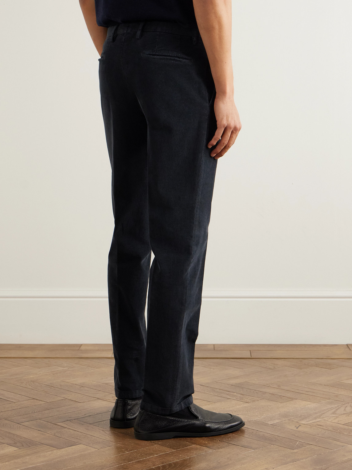 Boglioli Straight-leg Garment-dyed Cotton-blend Corduroy Trousers In Blue