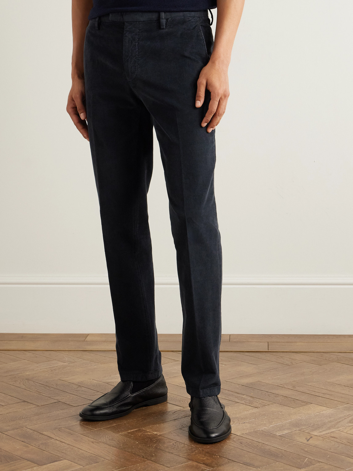 Boglioli Straight-leg Garment-dyed Cotton-blend Corduroy Trousers In Blue