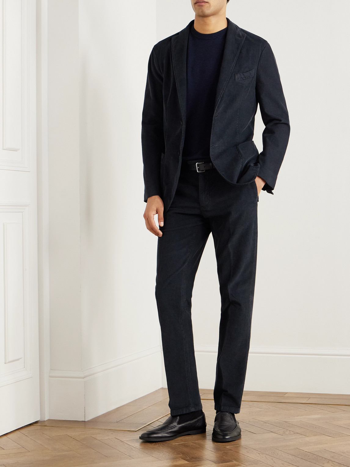 Boglioli Straight-leg Garment-dyed Cotton-blend Corduroy Trousers In Blue