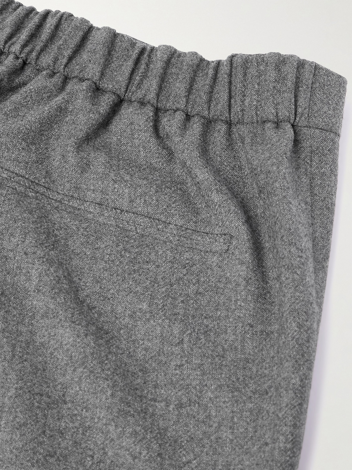 Boglioli Straight-leg Virgin Wool-flannel Drawstring Trousers In Gray