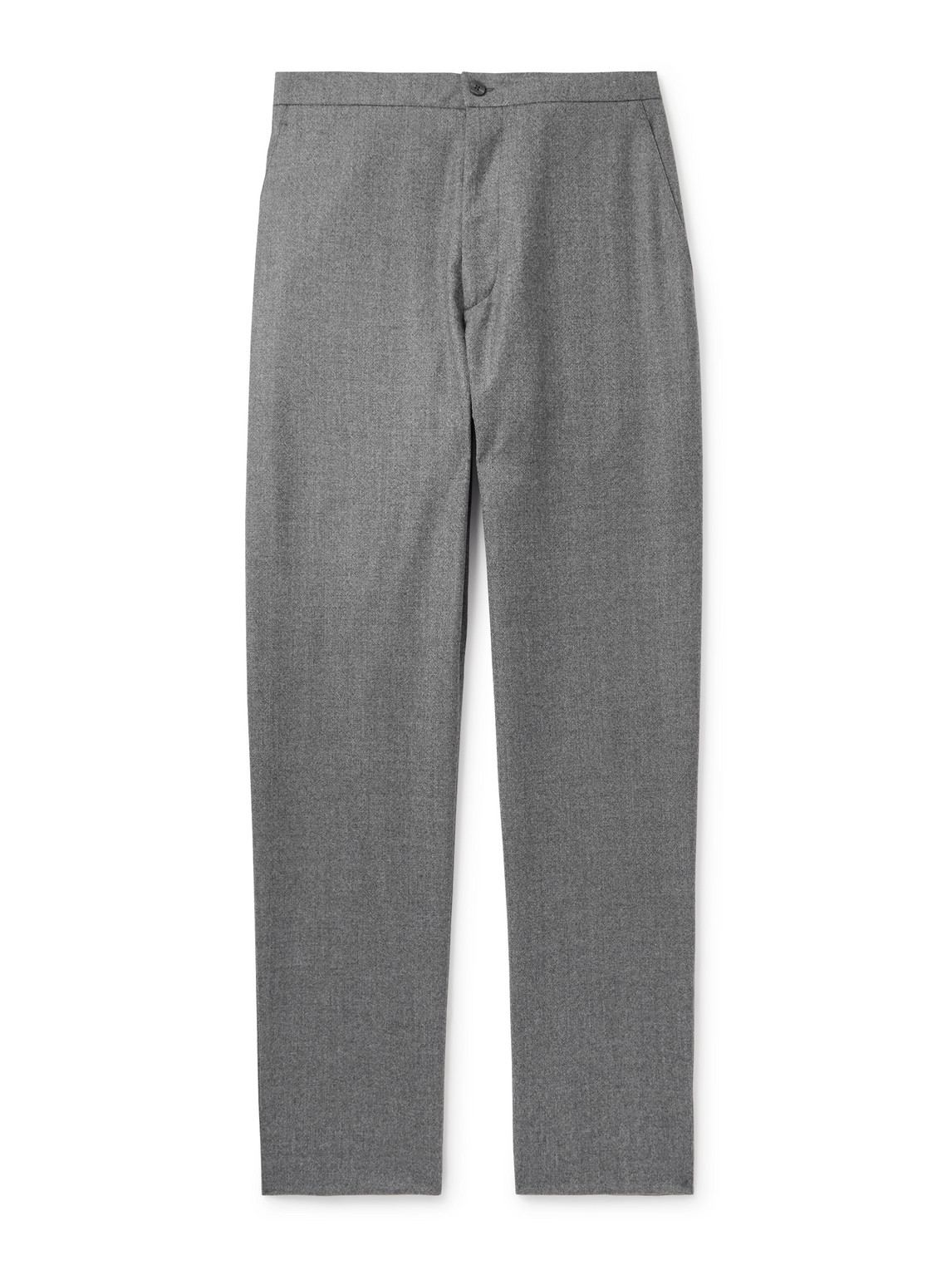 Boglioli Straight-leg Virgin Wool-flannel Drawstring Trousers In Gray