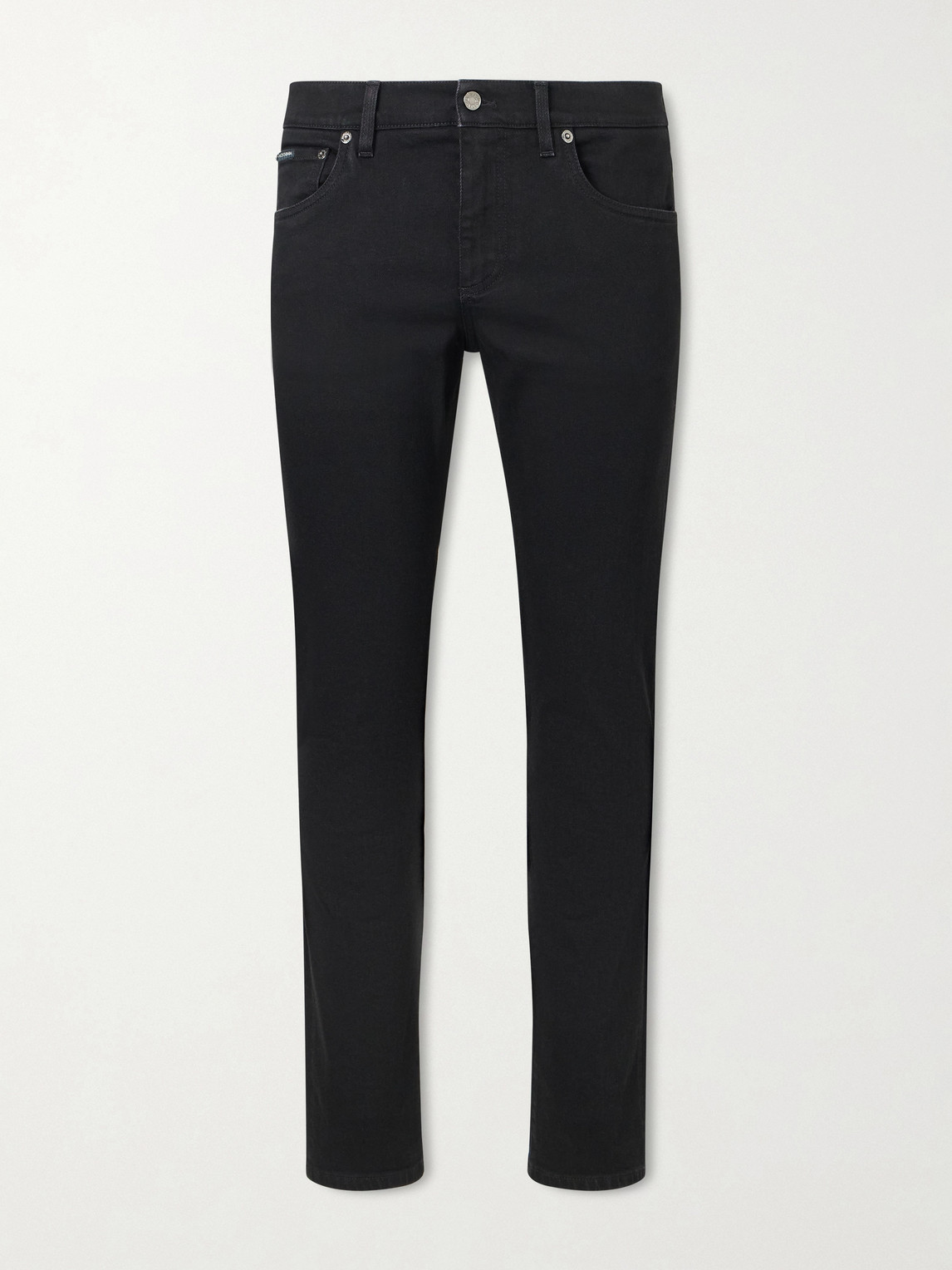 Dolce & Gabbana Slim-fit Straight-leg Logo-appliquéd Jeans In Black