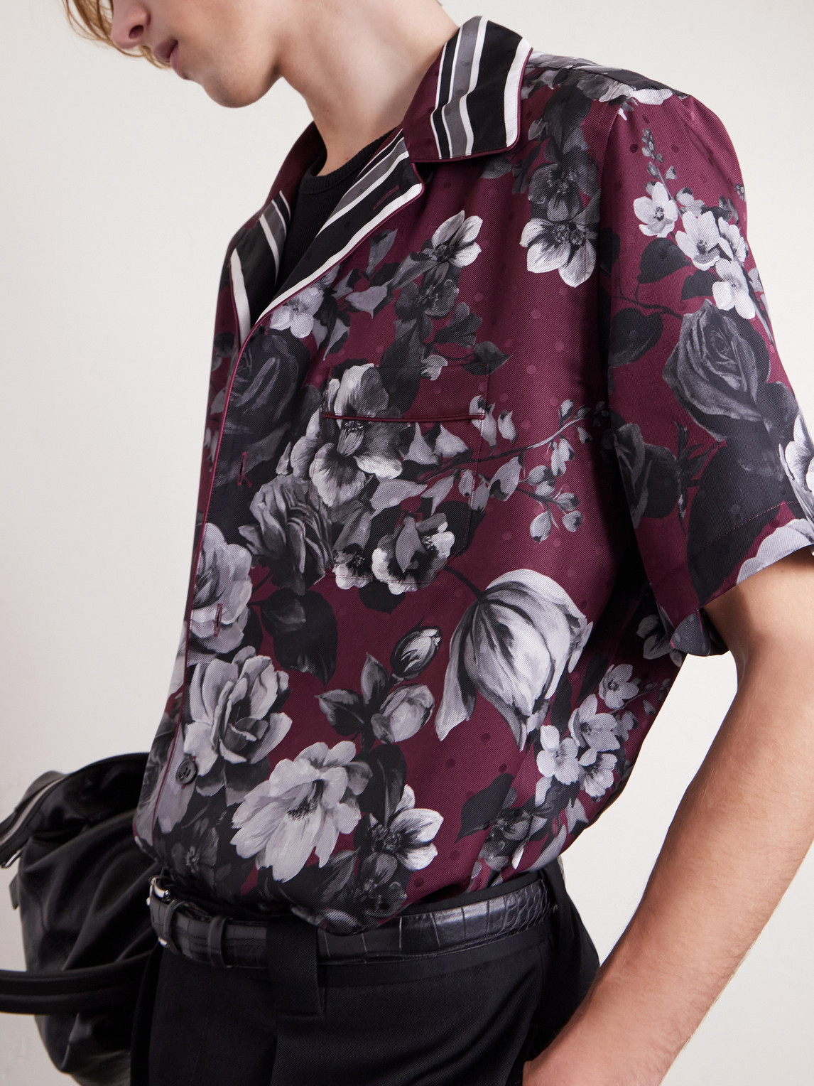 Dolce & Gabbana Bouquet Fiori Short Sleeve Notched Collar Shirt In Multi