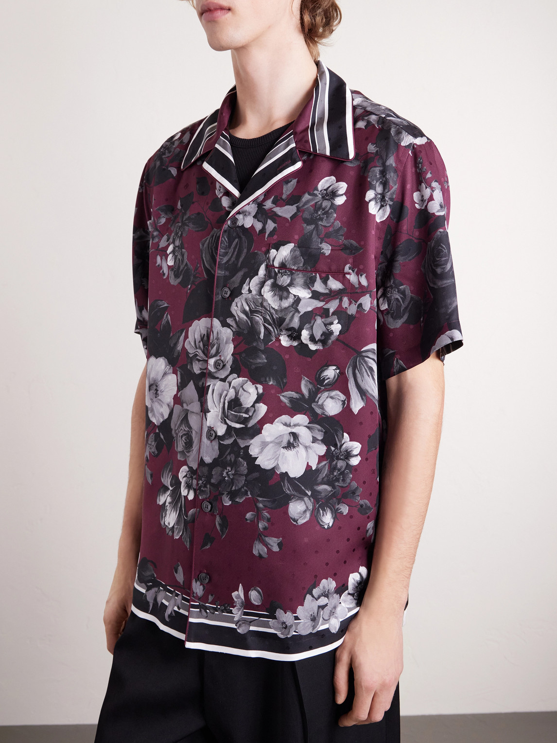Dolce & Gabbana Bouquet Fiori Short Sleeve Notched Collar Shirt In Multi