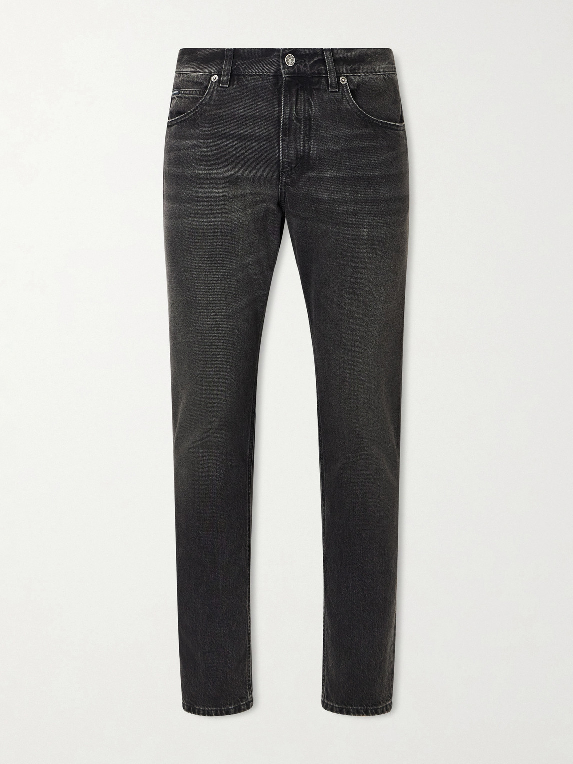 Dolce & Gabbana Straight-leg Logo-appliquéd Jeans In Black