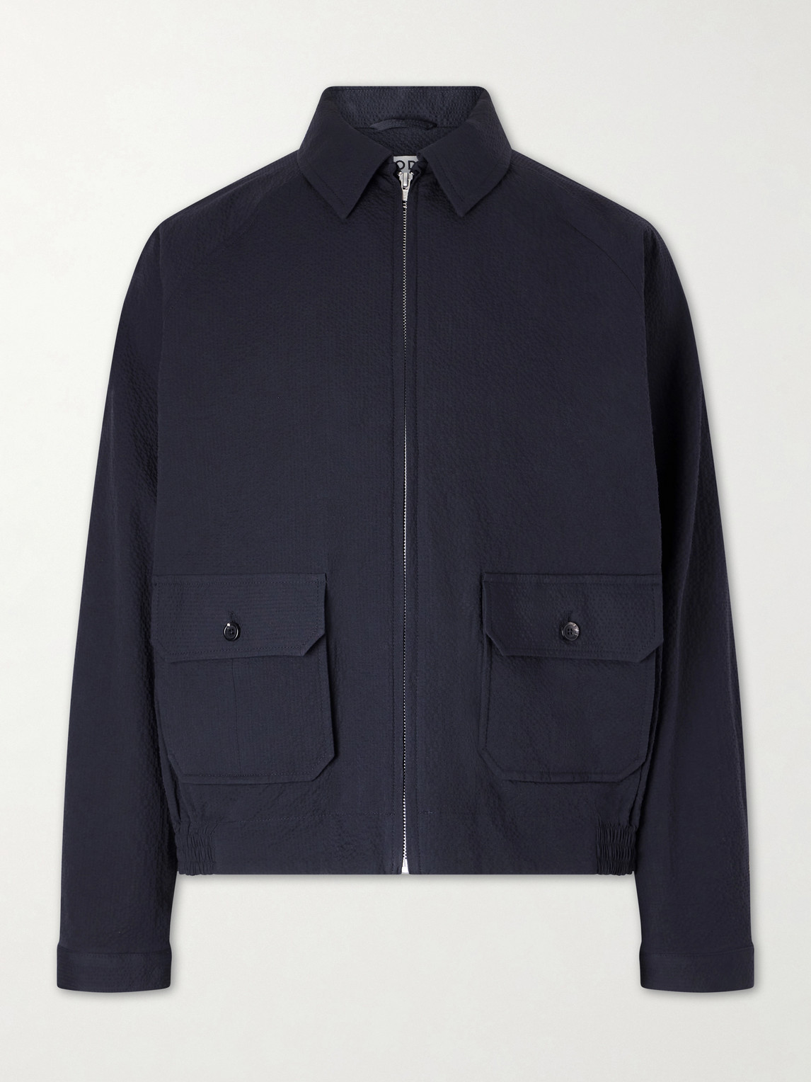 Bode Cotton-blend Seersucker Bomber Jacket In Blue