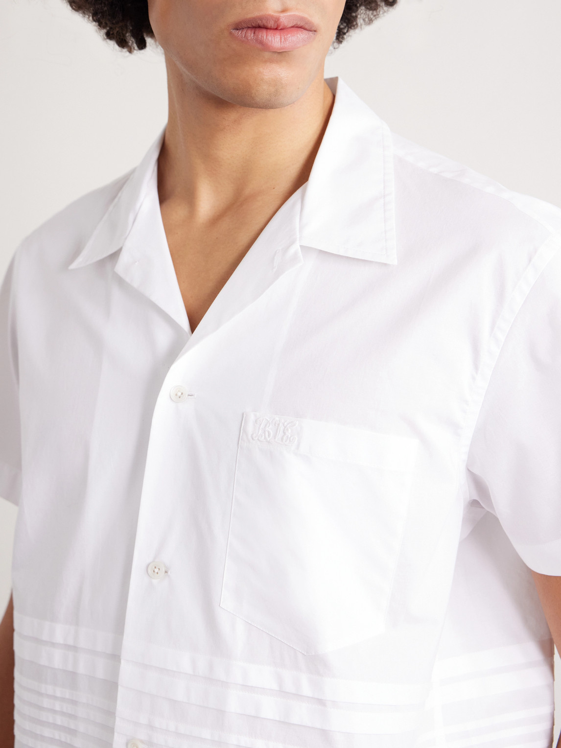 Chamomile Camp-Collar Logo-Embroidered Cotton-Poplin Shirt