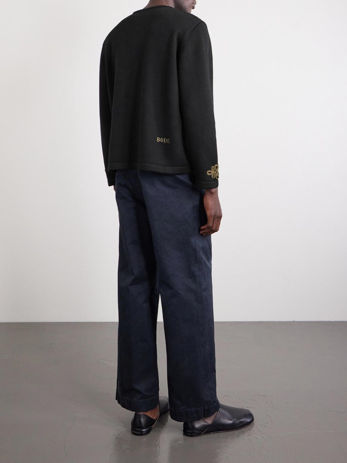  Bode - Bannister Appliquéd Virgin Wool Cardigan - Men - Black - M 
