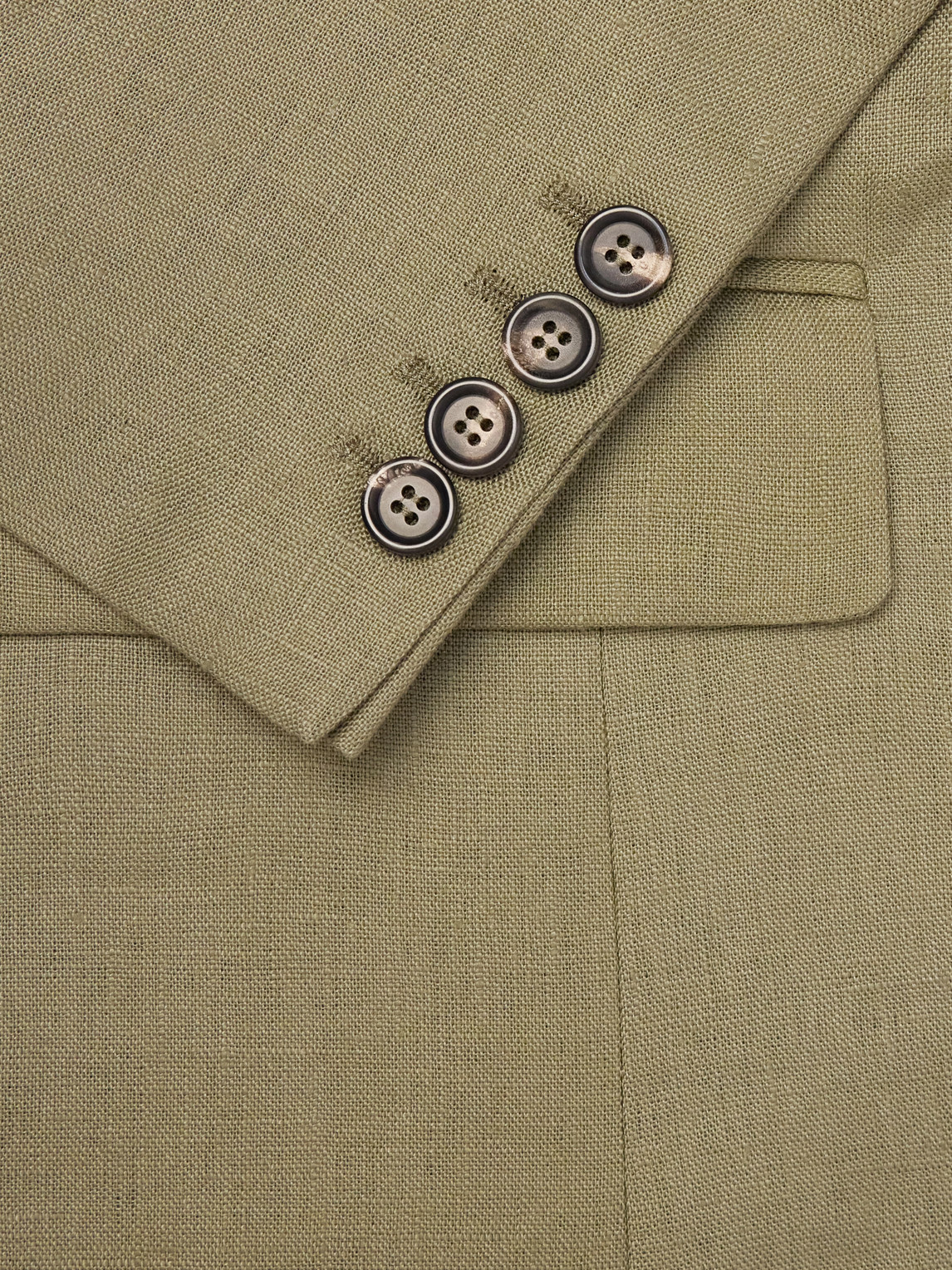 Bode Linen Double-breasted Blazer In Green