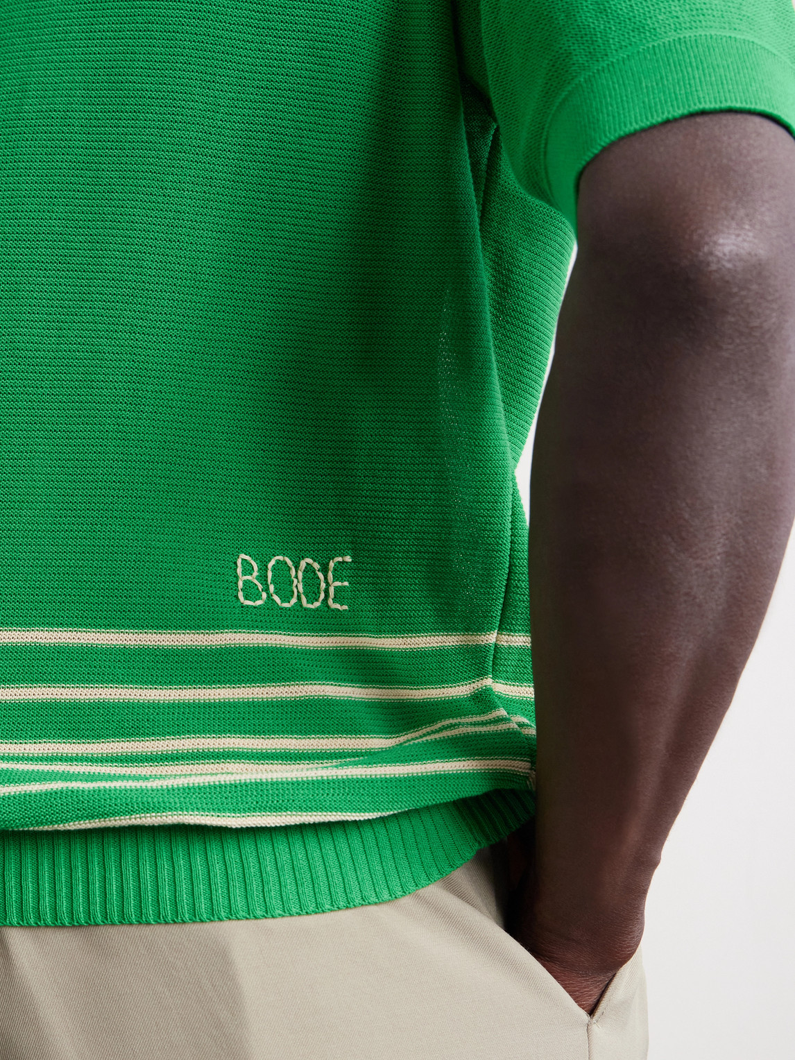 Bentgrass Striped Cotton Polo Shirt