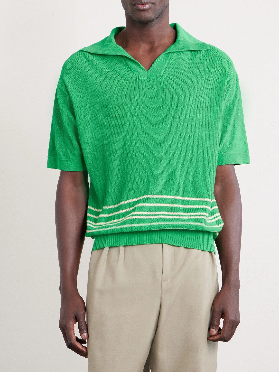  Bode - Bentgrass Striped Cotton Polo Shirt - Men - Green - M 