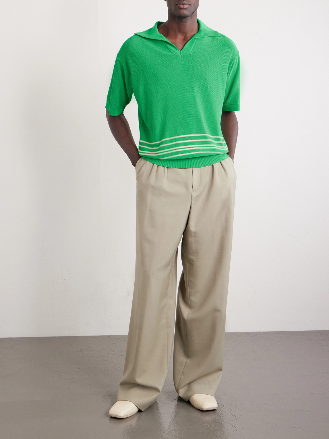 Bentgrass Striped Cotton Polo Shirt