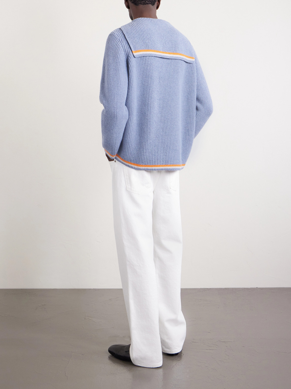 Bode Boat Deck Ribbed Virgin Wool Sweater In Blue