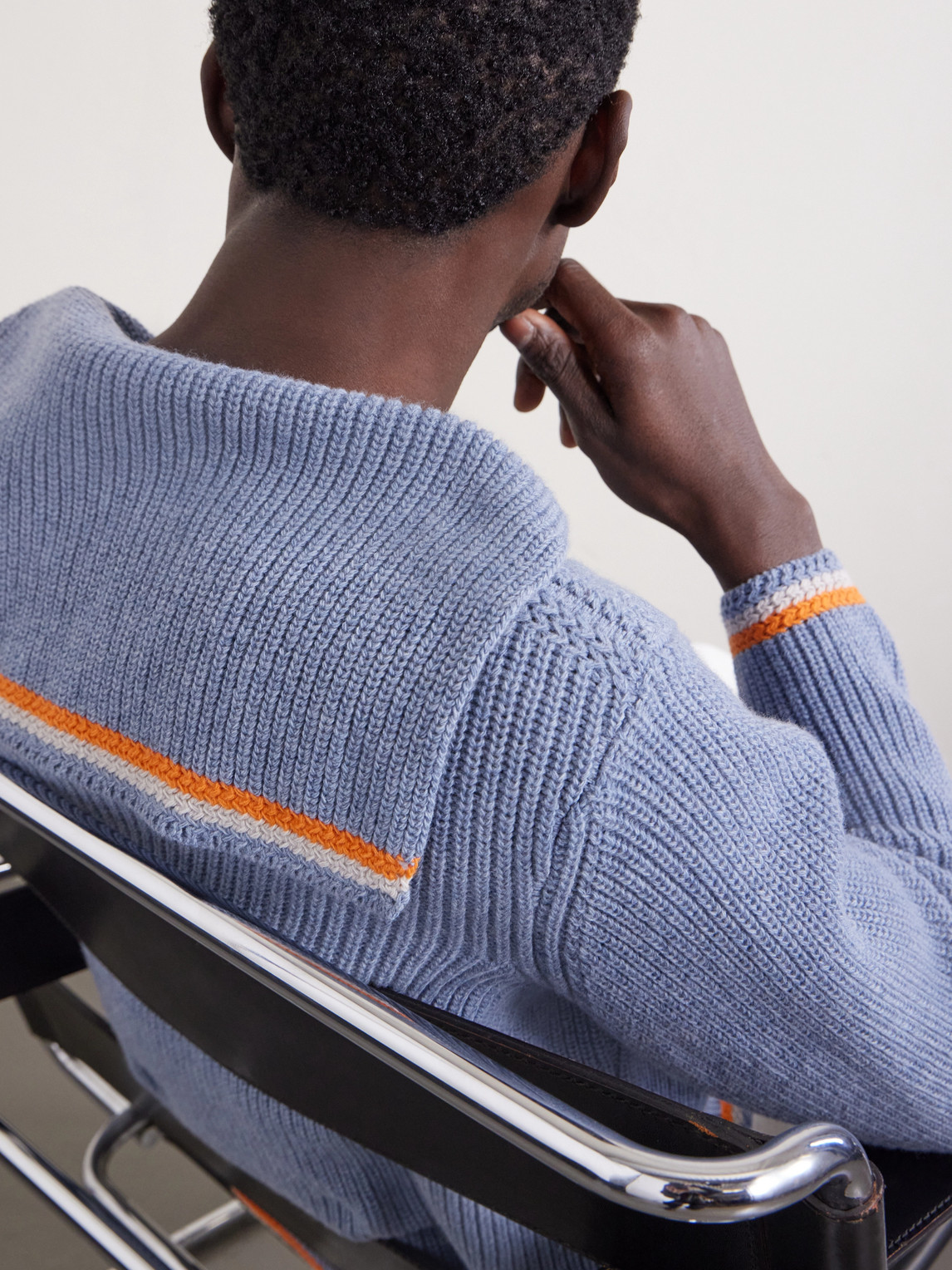 Bode Boat Deck Ribbed Virgin Wool Sweater In Blue
