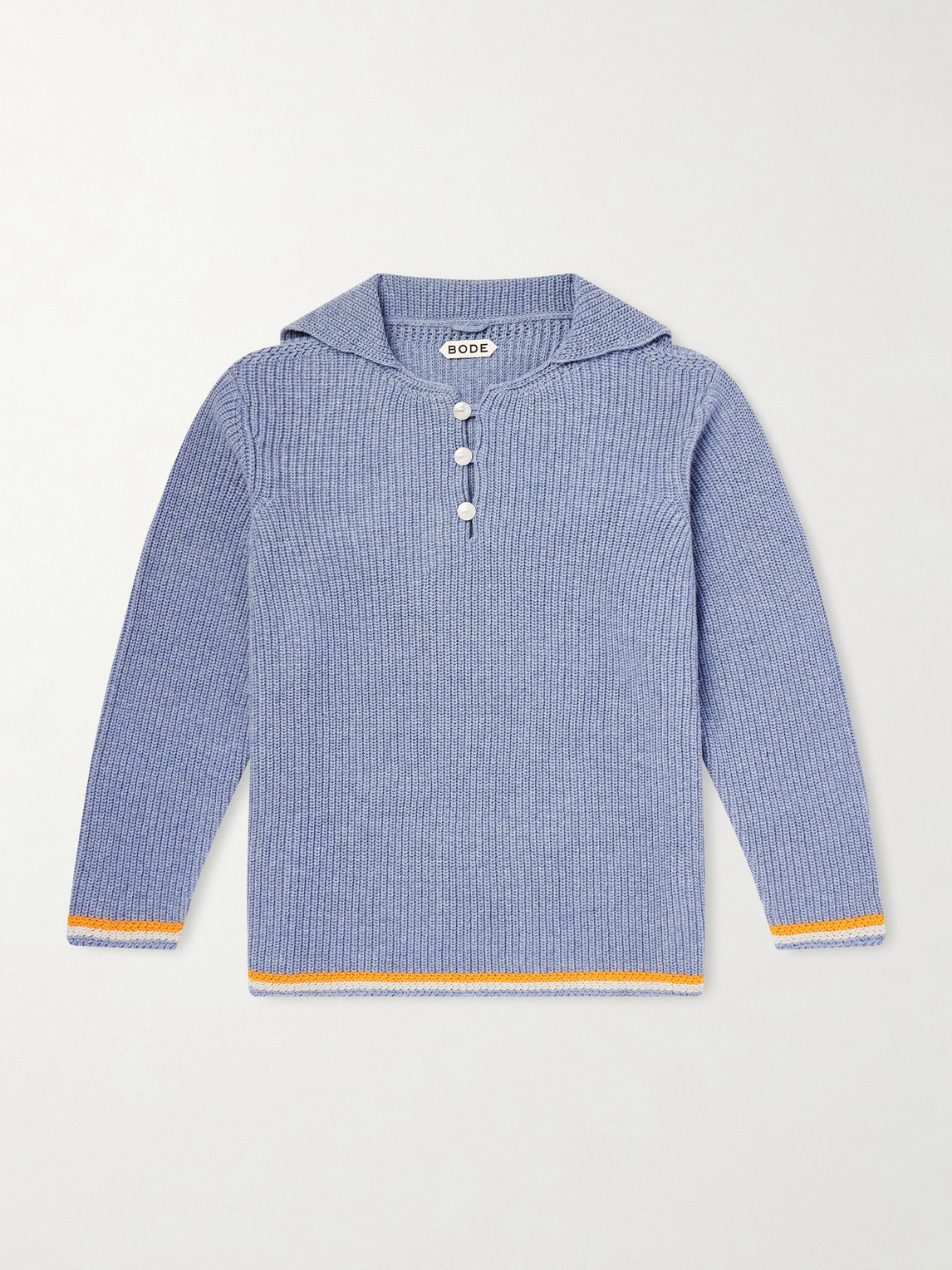 Bode Boat Deck Ribbed Virgin Wool Sweater In Blue