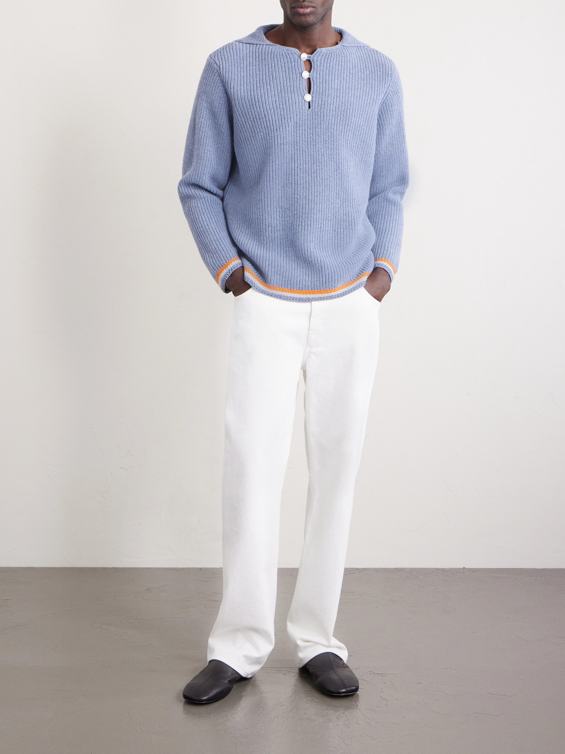 Bode Boat Deck Ribbed Virgin Wool Sweater In Blue