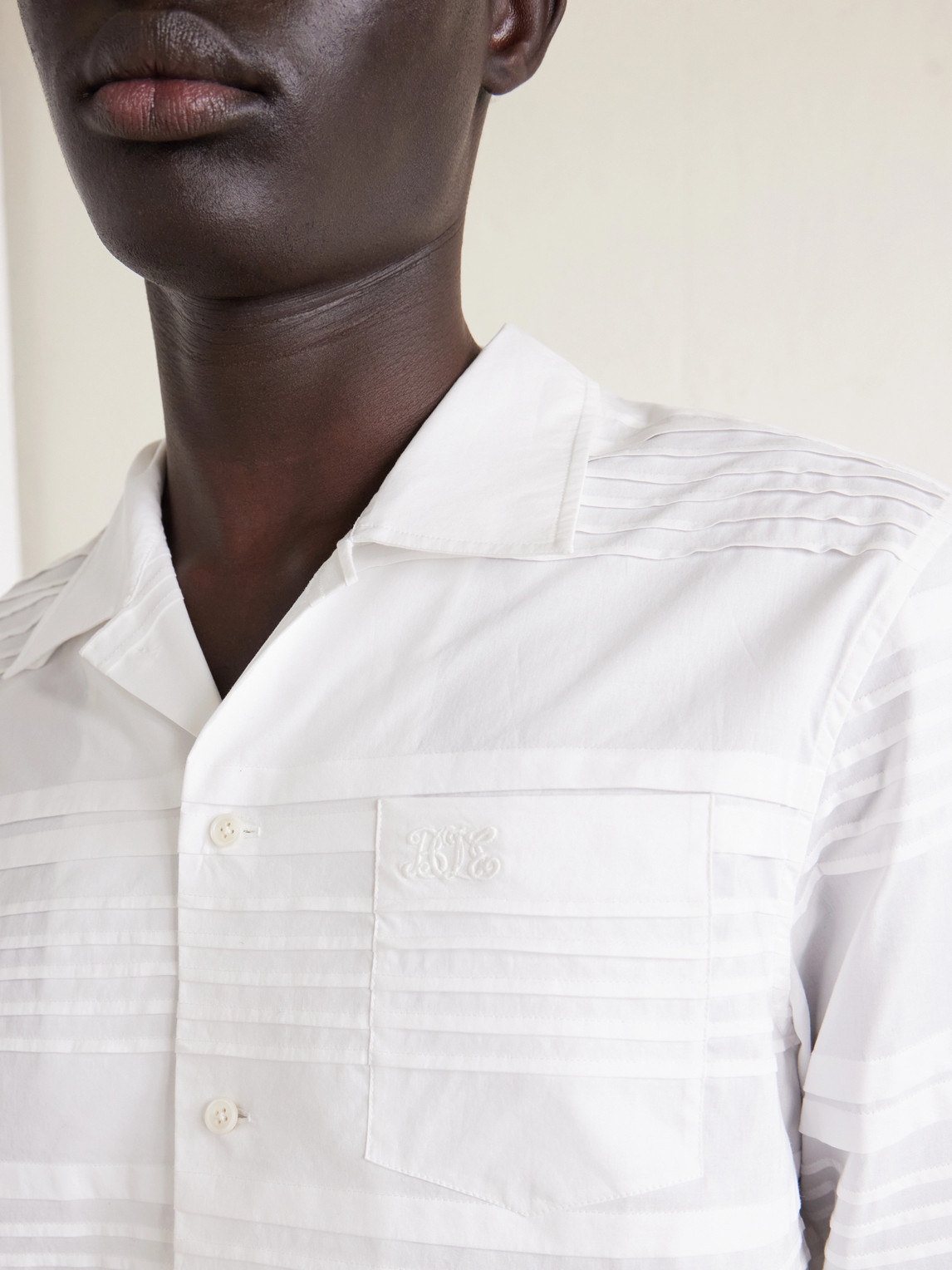 Chamomile Camp-Collar Logo-Embroidered Cotton-Poplin Shirt