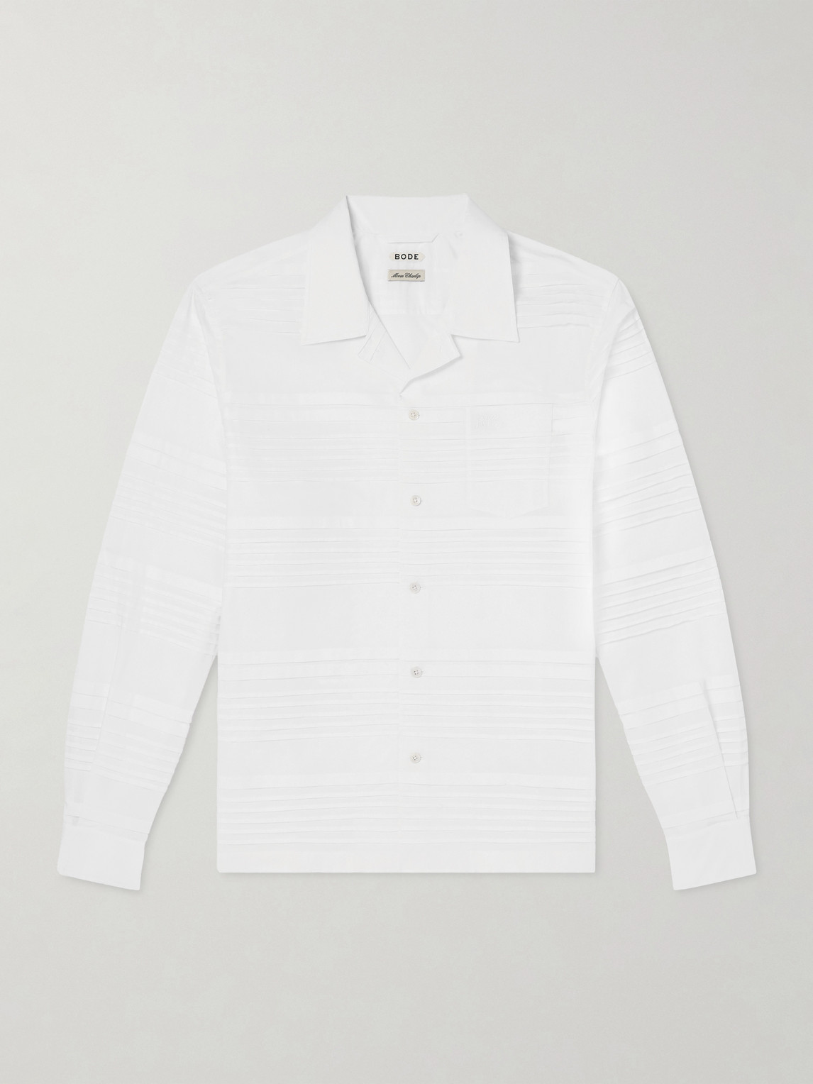 Bode Chamomile Camp-collar Logo-embroidered Cotton-poplin Shirt In White