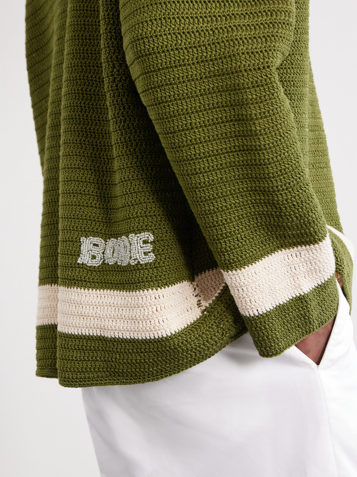 Bode Green Crochet Marsh Shirt In Green