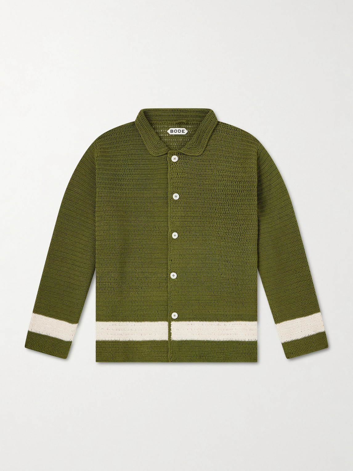 BODE Marsh Striped Crocheted Cotton Shirt - Men